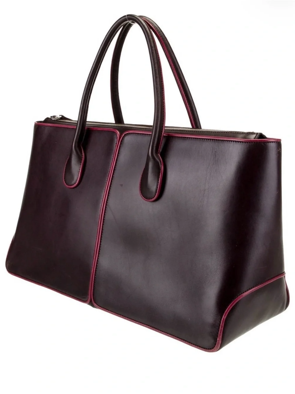 Tod’s Purple Leather Zip Top tote